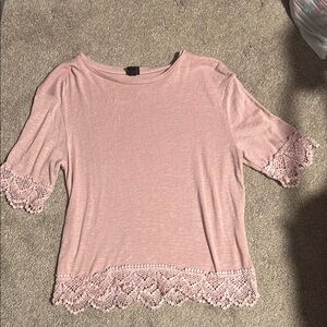 Pink Lace Trim Women's Top